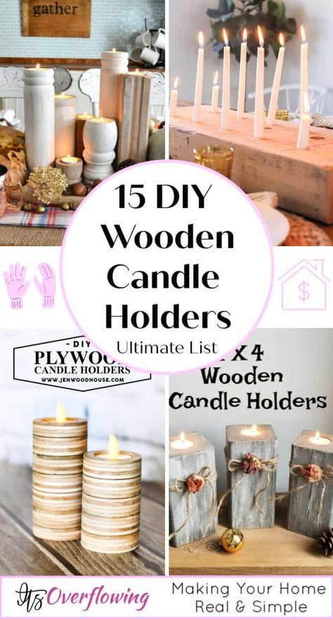 15 Best Wooden Candle Holders That You Can Easily DIY 4x4 Candle Holders, Diy Wooden Candle Holders, Wooden Candlesticks Diy, Diy Firewood Shed, Woodworking Candle Holder, Diy Wood Candles, Wooden Candle Holders Rustic, Wood Candle Holders Diy, Wood Block Candle Holder