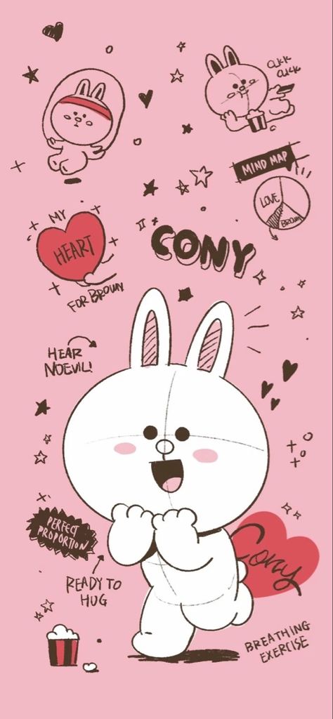 Cony Wallpaper, Line Cony, Hug Illustration, Cute Images For Wallpaper, Karakter Disney, Bunny Wallpaper, Lines Wallpaper, Bunny And Bear, Friends Wallpaper