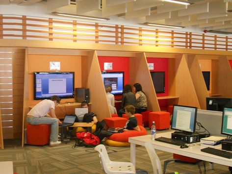 Teen Library Space, Public Library Design, Library Space, School Library Design, Houses Exterior, Teen Library, 21st Century Classroom, Library Media Center, Nc State University