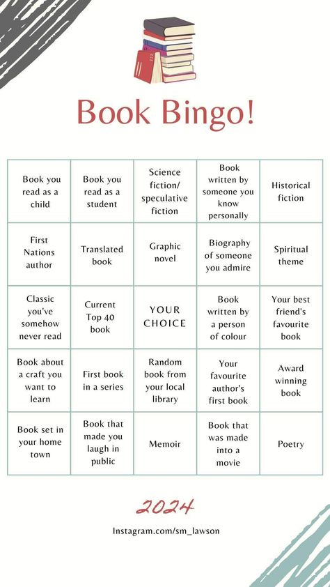 Book Bingo, Challenge List, Reading Bingo, Reading List Challenge, Book Reading Journal, Book Club Meeting, Recommended Books, Book Discussion, Book Challenge