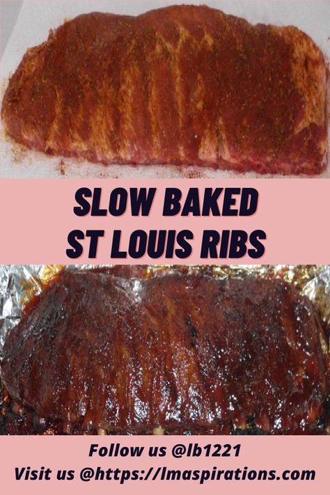 For tender, juicy, fall off the bone St Louis Style ribs? Try this easy oven cooked spareribs recipe @ https://lmaspirations.com/slow-baked-st-louis-ribs Slow Roast Ribs In The Oven, Slow Cooked Oven Pork Ribs, Oven Cooked Ribs Slow, Slow Roasted St Louis Ribs In Oven, Slow Cooker St Louis Style Ribs, Pork St Louis Ribs Oven Baked, Slow Roasted Ribs In Oven, Pork St Louis Style Spareribs In Oven, St Louis Style Pork Spare Ribs Oven