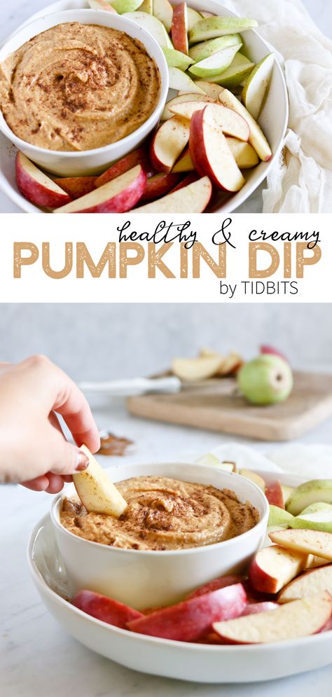 Smooth, creamy, skinny and healthy Pumpkin Dip! Guilt free indulgence! This vegan and gluten free version comes together with coconut milk, pure maple syrup, pumpkin, and your favorite Fall spices. Easy and delicious! #camitidbits #pumpkin #fallfood #fallrecipes #pumpkinrecipes #fallappetizer #fall #pumpkindip #healthyrecipes #healthypumpkinrecipe Healthy Pumpkin Dip, Pumpkin Puree Recipes Healthy, Pumpkin Dip Recipe, Gluten Free Pumpkin Recipes, Pumpkin Puree Recipes, Pumpkin Dip, Dairy Free Pumpkin, Pumpkin Recipes Healthy, Fall Appetizers