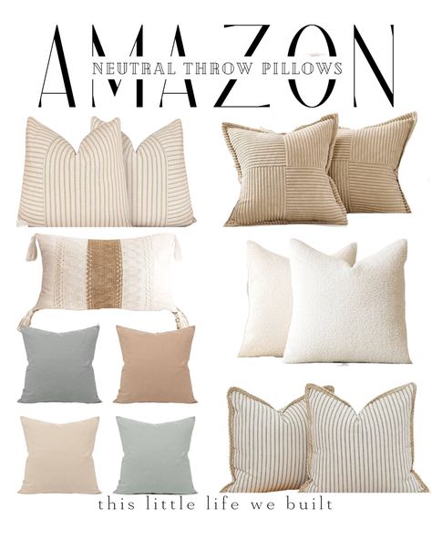 Accent Pillows For Beige Couch Farmhouse, Beige Couch Throw Pillows, Cream Throw Pillows Couch, Pillows For A Cream Couch, Beige Pillows On Couch, Neutral Pillow Combinations Couch, Neutral Bed Pillow Ideas, Cream Couch Throw Pillows, Throw Pillows On Beige Couch