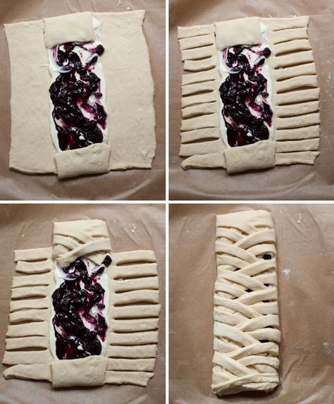 Puff Pastry Folding Ideas, Blueberry Braid, Braided Danish, Braided Pastry, Pastry Folding, Bread Blueberry, Danish Bread, Pastry Puff, Bread Pastry