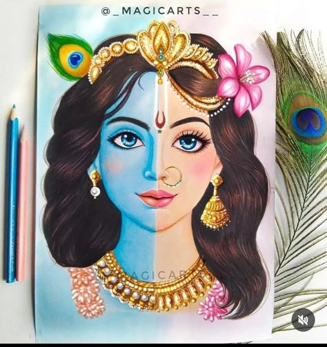 Radha Rani Paintings Easy, Radha Ji Painting, Sri Krishna Drawings, Radhakrishna Rangoli, Radha Rangoli, Radha Ji Drawing, Radha Krishna Rangoli Designs Diwali, Cute Radha Krishna Drawing, Radha Krishna Painting Easy