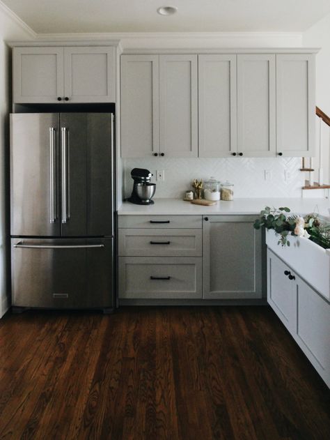 Ikea Kitchen Renovation // Garvin & Co. Minimalist Kitchen Cabinets, Light Grey Kitchen Cabinets, Light Grey Kitchens, Kitchen Ikea, Diy Kitchen Renovation, New Kitchen Cabinets, Kitchen Farmhouse, Grey Kitchen Cabinets, Hemnes