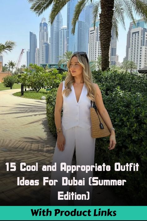 Discover simple yet cute outfit ideas perfect for the hot summer days in Dubai, with a focus on trendy and aesthetic pieces to keep you looking stylish and cool all season long. Spice up your wardrobe with these must-have combinations that are sure to turn heads in the bustling city of Dubai. Dubai Summer Outfits What To Wear, Outfit For Dubai Vacation Women, Dubai Day Outfits, Holiday Outfits Summer Dubai, Summer Outfits Dubai Holidays, What To Wear In Dubai Outfits Vacations, Dubai Vacation Outfits Women, Dubai Summer Outfits, Dubai City Tour Outfit