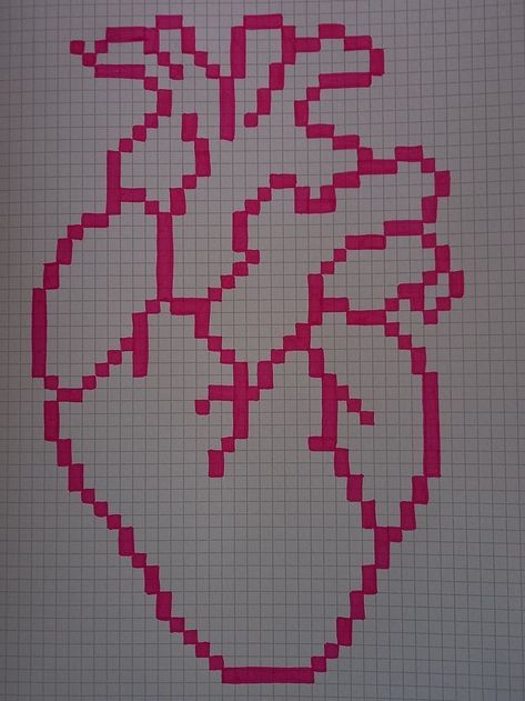 Pixel Art Pattern Heart, Pixel Art Coeur, Pixel Art Animals, Spiderman Pixel Art, Minion Card, Square Drawing, Squared Notebook, Pixel Heart, Notebook Drawing