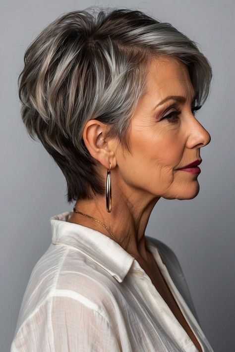 If you have been wearing the same hairstyle for ten years or more, it is time to look for something new. We asked a top hairstylist to share the best hairstyle changes you can make to help you appear more youthful and feel your best. 80 Year Old Hairstyles, Short Hairstyle Women 60 Years Old, Chic Hairstyles Short, Short Hair 50 Year Old Women, Short Haircut Back View, Grey Hair Short, Helen Mirren Hair, Older Women's Hairstyles, Old Hairstyles