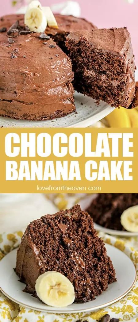 Easy Chocolate Banana Cake • Love From The Oven Banana Cake Frosting, Banana Cake Mix, Banana Frosting, Chocolate Cake Mix Recipes, Box Cake Recipes, Banana Bundt Cake, Love From The Oven, Chocolate Banana Cake, Boxed Cake Mixes Recipes