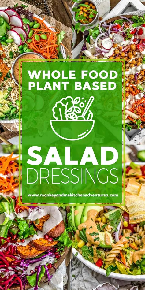 We’ve gathered a delicious list of Whole Food Plant Based Salad Dressings that are healthy, oil free, and sure to make your belly happy! #wholefoodplantbased #vegan #oilfree #glutenfree #plantbased | monkeyandmekitchenadventures.com Plant Based Salad Dressing, Whole Foods List, Plant Based Diet Meals, Monkey And Me Kitchen Adventures, Monkey And Me, Plant Based Diet Meal Plan, Healthy Oil, Plant Based Recipes Breakfast, Vegan Salad Dressing