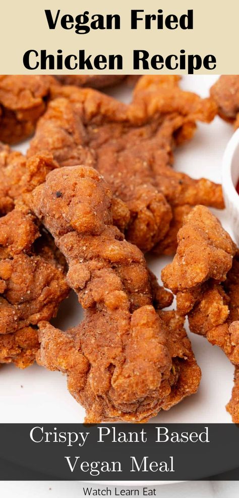 Crispy Meatless Vegan Fried Chicken Recipe - Perfect as a meal or snack Vegan Chicken Nuggets, Tofu Recipes Easy, Lentils Vegan, Vegan Fried Chicken, Vegan Bolognese, Vegan Fries, Meatless Meal, Lentil Pasta, Vegan Chicken