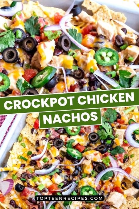 These are not your regular chicken nachos. Crockpot chicken nachos are the best. This creamy chicken nachos recipe is so easy and delicious. It makes itself while you watch the first half of the game. Chicken Nachos Crockpot, Creamy Chicken Nachos, Crockpot Chicken Nachos, Nacho Soup, Chicken Nachos Recipe, Party Chicken, Soup Crockpot, Ww Points, Chicken Nachos