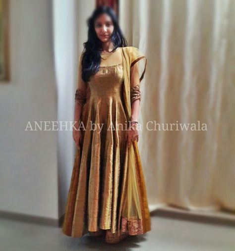 Raw Silk Anarkali, Satin Anarkali, Silk Anarkali, Wedding Options, Women Blouses Fashion, Ethnic Dress, Gold Satin, Anarkali Suit, Indo Western