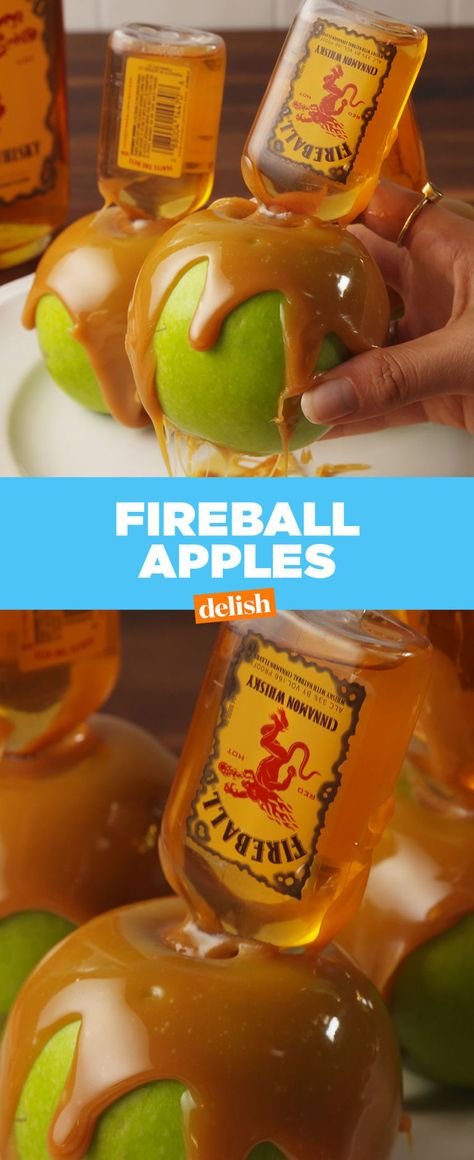 Fireball Apples, Thanksgiving Drinks Alcohol, Fireball Recipes, Alcoholic Treats, Thanksgiving Drinks, Boozy Desserts, Drinks Alcohol, Fall Apples, Fall Drinks