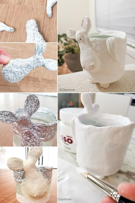 Air Dry Clay Flower Pot Ideas, Air Dry Clay Art Ideas Creative, Air Dry Clay Flower Pots, Diy Clay Crafts Decor, Air Dry Clay Ideas Sculpture, Clay Air Dry Ideas, Air Dry Clay Planter, Air Dry Clay Pots, Air Dry Clay Sculpture Ideas