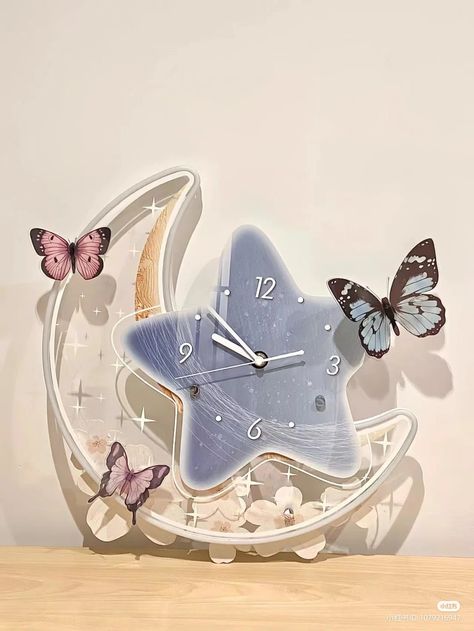 Barang Aesthetic, Acrylic Moon, Moon Clock, Aesthetic Objects, Desain Buklet, The Moon And Stars, Cute Furniture, Cute Diy Room Decor, Pinterest Room Decor