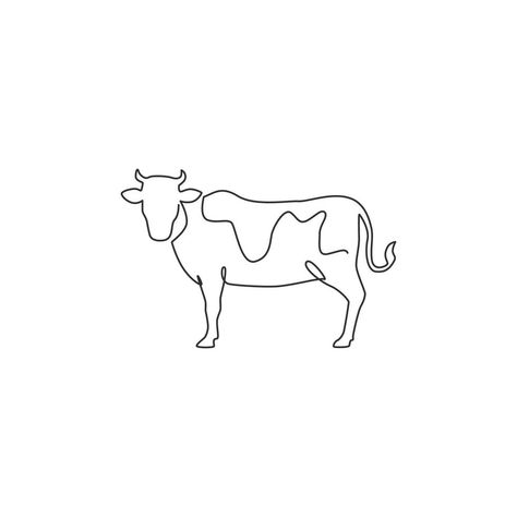 Cow Illustration Drawing, Cow Outline Drawings, Cow Drawings Easy, Fine Line Cow Tattoo, Cow Simple Drawing, Cows Tattoo, Cow Outline Tattoo, Cow Line Drawing, Cows Drawing