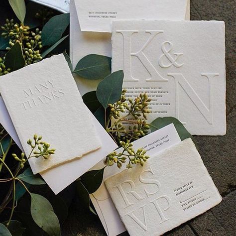 "Blind" embossed paper goods for the ultimate neutral printed palette. Wedding Emblem Logo, Blind Emboss, Stationary Wedding, Blind Embossing, Hamptons Wedding, Wedding Invitation Samples, Wedding Invitation Inspiration, Letterpress Wedding, Letterpress Wedding Invitations