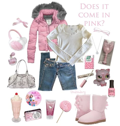 Cozy Y2k Outfits, Y2k X Coquette, Coquette 2000s Outfits, Y2k Snow Outfits, Early 2000s Fall Fashion, Winter Mcbling Outfits, Hyper Feminine Y2k, Mcbling Winter Outfits, Y2k Mcbling Outfit