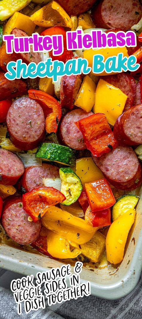 Sheet Pan Turkey Kielbasa Bake - Sweet Cs Designs Kielbasa Turkey Sausage Recipes, Kielbasa Veggie Sheet Pan Dinner, Low Carb Turkey Kielbasa Recipes, Kielbasa And Zucchini Sheet Pan, Ww Kielbasa Recipes, Healthy Keilbasa Recipes Easy, Turkey Kalbasa Recipes Dinner, Turkey Kabasa Recipes Healthy, Low Carb Kalbasa Dinner Recipes