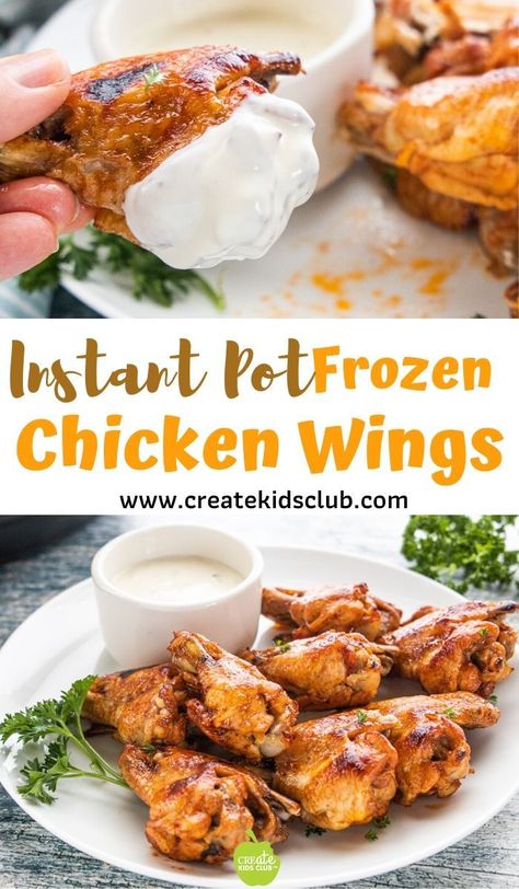 The BEST Easy Instant Pot Chicken Wings made from frozen chicken are simple to make and taste amazing. These bbq wings can be made spicy or not too spicy by adjusting the ingredients in the honey bbq sauce. #createkidsclub #instantpotchickenwings #instapotchickenwingrecipe #easychickenwingrecipe #instantpotbbqchickenwings #frozenchickenwings #healthychickenwingrecipe Instapot Chicken Wings, Chicken Wings From Frozen, Wings From Frozen, Instant Pot Chicken Wings, Easy Chicken Wing Recipes, Frozen Chicken Wings, Cooking Frozen Chicken, Bbq Chicken Wings, Honey Bbq Sauce