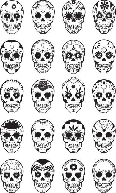 Sugar skull template, you know, if you're into this sorta stuff! Makijaż Sugar Skull, Tato Jari, Sugar Skull Tattoos, Sugar Skull Makeup, Svg Wedding, Day Of The Dead Skull, Skull Svg, 타이포그래피 포스터 디자인, Mexican Skulls