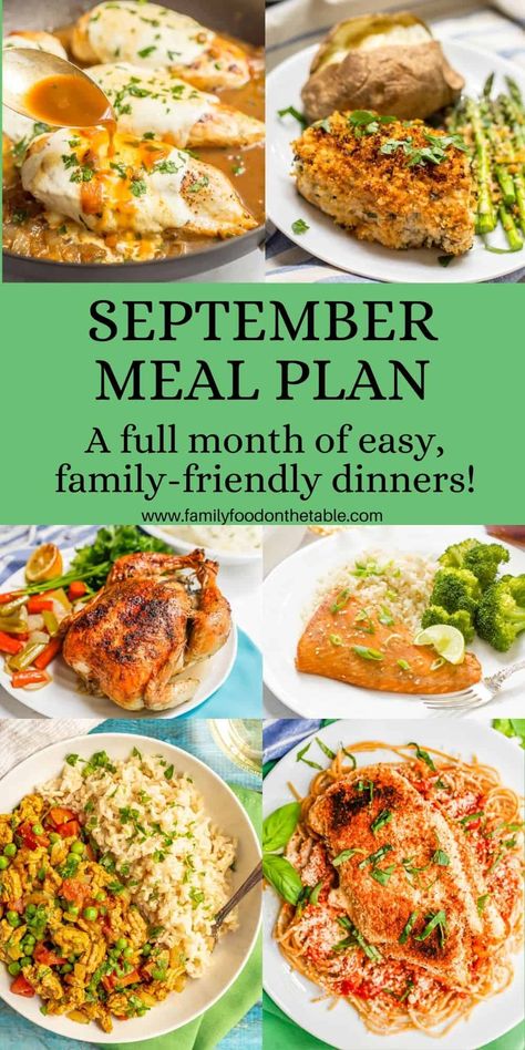 A Week Of Dinner Ideas, Monthly Meal Plan With Recipes, Meal Prep Month Menu Planning, Daily Dinner Ideas Meal Planning, What To Eat This Week Meal Ideas, Planning Weekly Meals, Month Dinner Plan Meal Ideas, Family Dinner Weekly Plan, 30 Days Of Dinner Meal Ideas