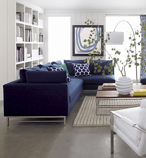 Indigo is "In"! - Driven by Decor Blue Sectional, Blue Couches, Modern Sofa Sectional, Blue Living Room, Design Del Prodotto, Modern Sectional, New Living Room, A Living Room, Design Living