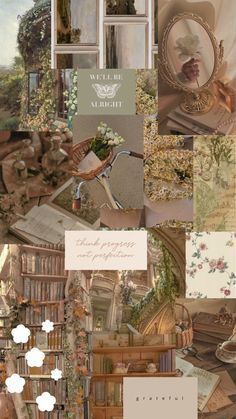 Background Collage Aesthetic, Soft Quotes, Room Decor Study, Cottage Core Wallpaper, Brown Aesthetic Wallpaper, Study Desk Decor, Girl Wallpapers, Fairy Wallpaper, Cottage Core Aesthetic