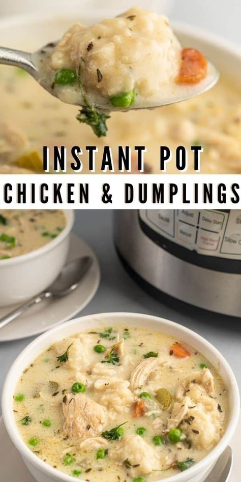 Instapot Chicken And Dumplings, Chicken And Dumplings From Scratch, Dumplings From Scratch, Instant Pot Chicken And Dumplings, Recipes Instapot, Homemade Chicken And Dumplings, Pressure Cooker Recipe, Dumpling Soup, Pantry Ingredients