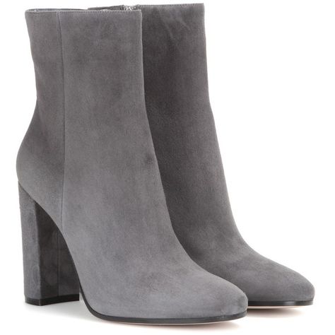 Gianvito Rossi Suede Ankle Boots ($885) ❤ liked on Polyvore featuring shoes, boots, ankle booties, ankle shoes, grey, grey suede bootie, suede ankle booties, ankle boots, gray booties and suede bootie Gray Boots Outfit Ankle, Grey Boots Outfit, Boots Outfit Ankle, Grey Suede Boots, Grey Ankle Boots, Boots Grey, Fashion Shoes Sandals, Ankle Shoes, Grey Boots