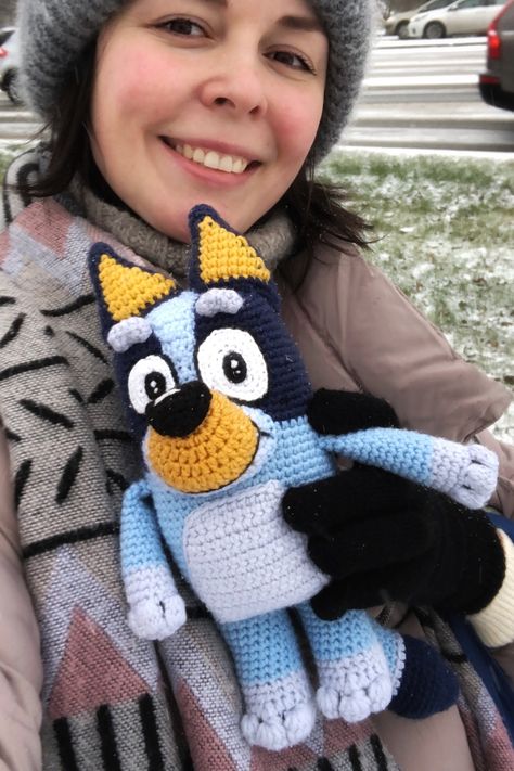 How To Crochet Bluey, Knitting Pattern For Bluey The Dog, Bluey Stuffed Animal Pattern, Blue Heeler Crochet Pattern, Bluey Bingo Crochet Pattern, Crochet Characters Amigurumi, Bluey Stuffed Animal, Crochet Bluey Hat Free Pattern, Bluey Bingo Crochet Pattern Free