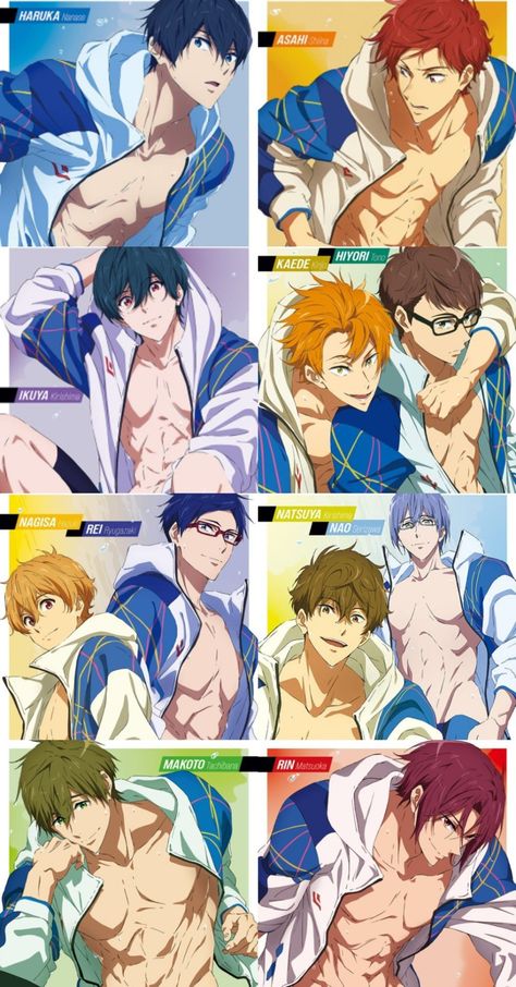 Free! Anime, Free Eternal Summer, Free Characters, Splash Free, Free Iwatobi Swim Club, Free Iwatobi, Super Mario Art, Iwatobi Swim Club, Anime Guys Shirtless