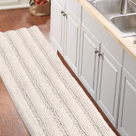 Long Bathroom Rugs, Bath Runner Rugs, Rugs Washable, White Bath Mat, Kitchen Rugs And Mats, Shaggy Rugs, Rug Runner Kitchen, White Bath, Kitchen Mats