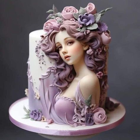 Elegant Cake Design, Modern Birthday Cakes, Unique Cakes Designs, Fondant Cake Designs, Unique Birthday Cakes, Fantasy Cake, Elegant Birthday Cakes, Creative Cake Decorating, Barbie Cake