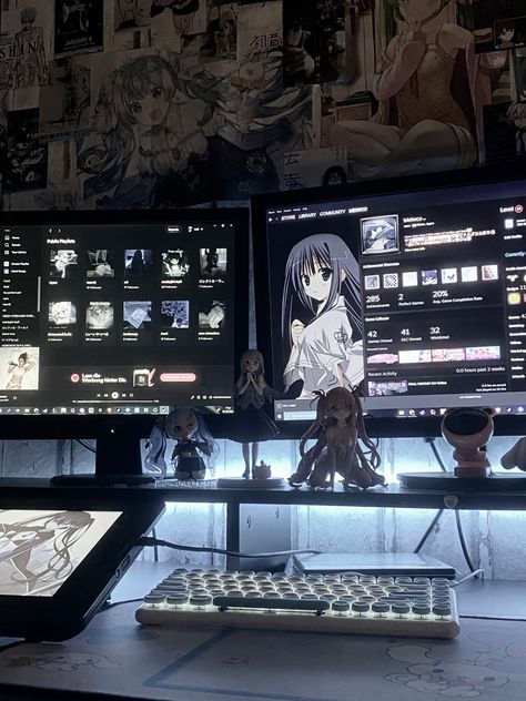 Gaming Setup Ideas Black, Monochrome Gaming Setup, Futuristic Gaming Setup, Alt Gaming Setup, Y2k Gaming Setup, Cybercore Desk, Goth Pc Setup, Cybercore Bedroom, Goth Gaming Setup