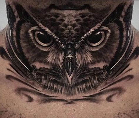 12+ Best Owl Neck Tattoo Ideas - PetPress Owl Tattoo Back, Owl Neck Tattoo, Owl Eye Tattoo, Hals Tattoo Mann, Front Neck Tattoo, Full Neck Tattoos, Owl Tattoo Drawings, Best Neck Tattoos, Side Neck Tattoo