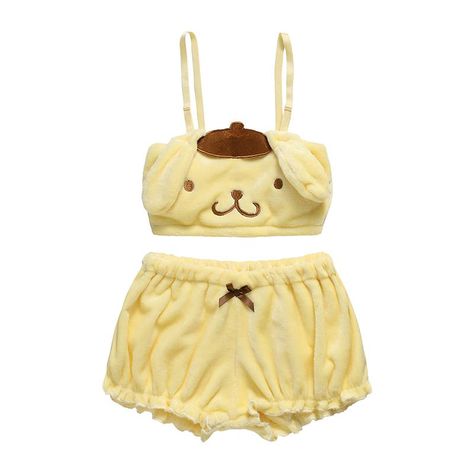 Paloli_World POMPOMPURIN PLUSH EAR PAJAMA SET (3 SIZES) Shorts Pjs, Kawaii Pajamas, Cute Tube Tops, Tube Top And Shorts, Cartoon Cosplay, Sweet Dog, Pyjamas Set, Dog Ears, Bloomers Shorts