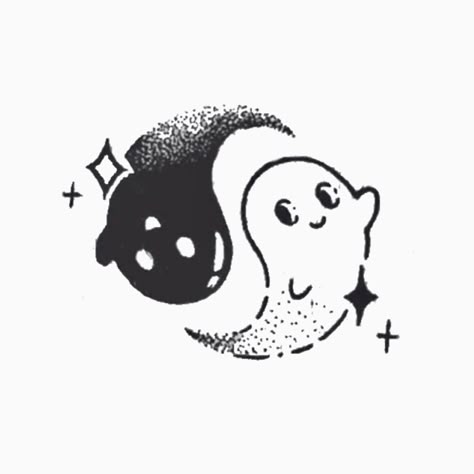 Ying Yang Ghost Tattoo, Creepy Love Drawings, Ghost Heart Tattoo, Goth Best Friend Tattoos, Cartoon Ghost Tattoo, Goth Matching Tattoos, Crisp Ink, Pop Culture Tattoos, Maching Tattoos