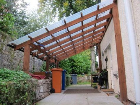 Terrasse Med Tak, Timber Frame Shed Plans, Curved Pergola, Side Walk, Lean To Shed, Covered Walkway, Pergola Attached To House, Pergola Design, Storage Shed Plans