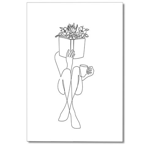 Female Body Drawing, Drawing Silhouette, Hipster Tattoo, 3d Pen Art, Botanical Flowers Print, Women Reading, Aesthetic Posters, Drawing Now, Single Line Drawing