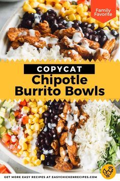 Pork Burrito Bowl, Chipotle Bowls, Chicken Burrito Bowl Recipe, Copycat Chipotle Chicken, Burrito Bowl Meal Prep, Chipotle Copycat, Burrito Bowl Recipe, Chipotle Recipes, Chipotle Burrito