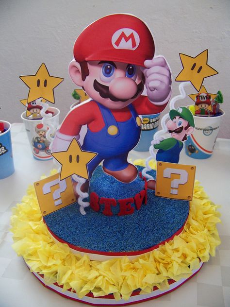 Super Mario Centerpiece Super Mario Coloring, Super Mario Brothers Birthday, Mario Coloring, Super Mario Bros Birthday Party, Coloring Printables, Mario Bros Birthday, Mario Bros Party, Super Mario Birthday Party, Mario Birthday Party