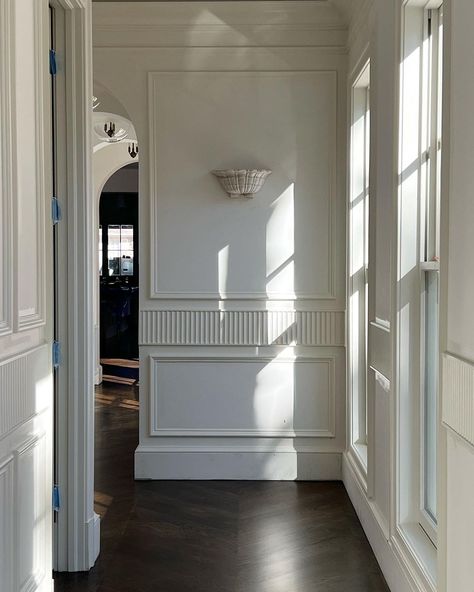 Jess Weeth (@weethhome) • Instagram photos and videos Wallpaper In Paneling, Modern Millwork Details, Wall Inlet Decor, Ceiling Detail Ideas, Interior Molding And Trim, Colonial Paneling, Trim In House, Moulding Around Windows, Wainscoting Window