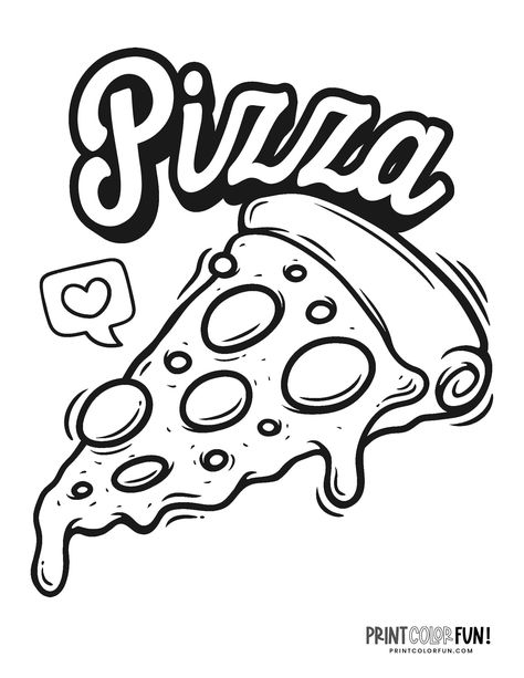 Pizza Coloring Page, Shopkins Colouring Pages, Bat Coloring Pages, Santa Coloring Pages, Cute Pizza, Pizza Art, Food Coloring Pages, Rainbow Canvas, Truck Coloring Pages