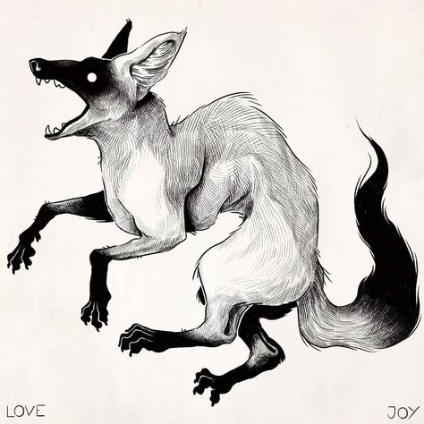 Lovejoy Art, Black Backed Jackal, Creepy Animals, Fox Dog, Grey Fox, Canine Art, Dark Art Drawings, Creepy Art, Animal Sketches