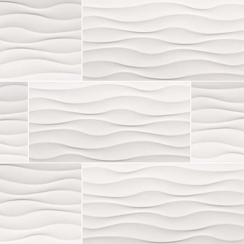 Dymo Wavy White 12x24 Glossy Ceramic Tile Wavy Tile, Granite Quartz Countertops, White Ceramic Tiles, Elegant Tiles, 3d Wall Tiles, Shower Surround, Bathroom Remodel Shower, Accent Tile, Bathroom Wall Tile