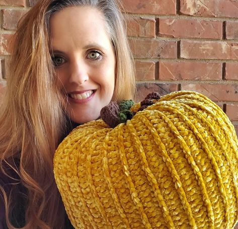 Large free crochet velvet pumpkin pattern Giant Crochet Pumpkin, Crochet Pumpkin Large, Crochet Velvet Pumpkin Pattern, Crochet Velvet Pumpkin Free Pattern, Crochet Pumpkin Bulky Yarn, Large Crochet Pumpkin Free Pattern, Chunky Yarn Pumpkins Diy, Crocheted Pumpkins, Crochet Fall Decor