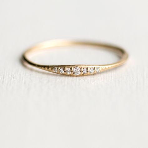 Delicate Diamond Line Band | Melanie Casey Jewelry Simple Ring Settings, Fine Rings Simple, Handmade Wedding Ring, Simple Engagement Rings Vintage, Nontraditional Wedding Rings, Delicate Diamond Rings, Minimal Wedding Rings, Small Diamond Ring, Dainty Gold Band